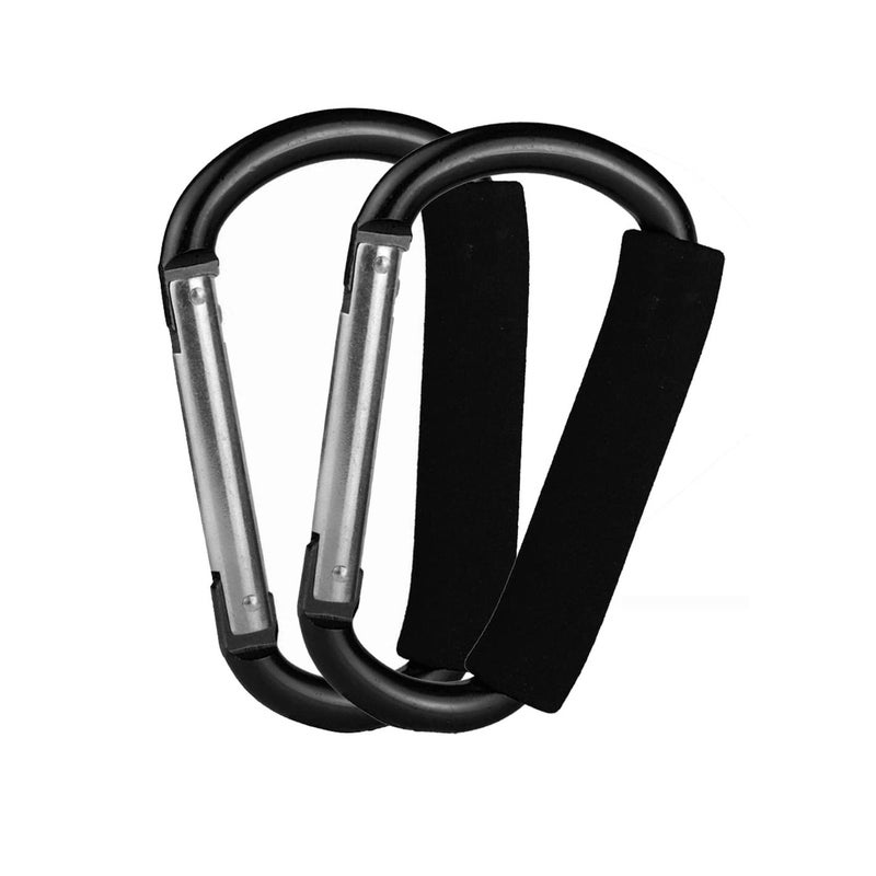 Stroller Hooks by Baby2 pcs Carabiner Stroller Hook Organizer for Hanging Purses Diaper Bag Shopping Bags Clip Fits SingleTwin Travel Systems Car Seats and Joggers Black