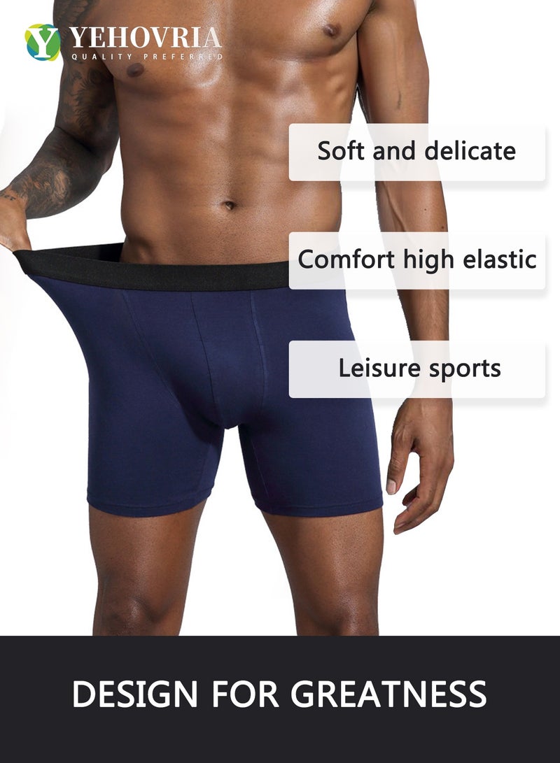YEHOVRIA Men's 5-Pack Boxer Briefs - Mid-Rise, Anti-Chafing Stretch Cotton, Breathable Solid Colour Underwear Multicolour - Image 2