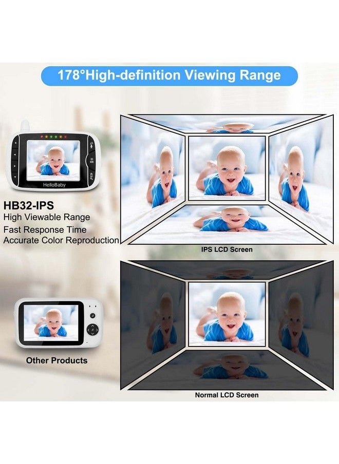 Hellobaby Video Baby Monitor With Camera And Audio 3.2Inch Baby Camera Monitor Ips Display Baby Monitor No Wifi Twoway Audio Vox Mode Infrared Night Vision Temperature Monitoring Lullaby  - Image 4