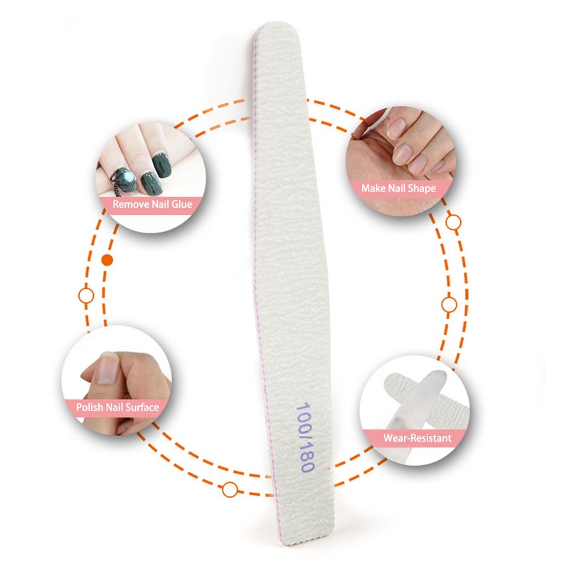 15Pcs Professional Nail Files Double Sided Emery Boards 100/180 Grit Nail Files & Buffers Natural Artificial Nails Buffer Block Manicure Kit - Image 5
