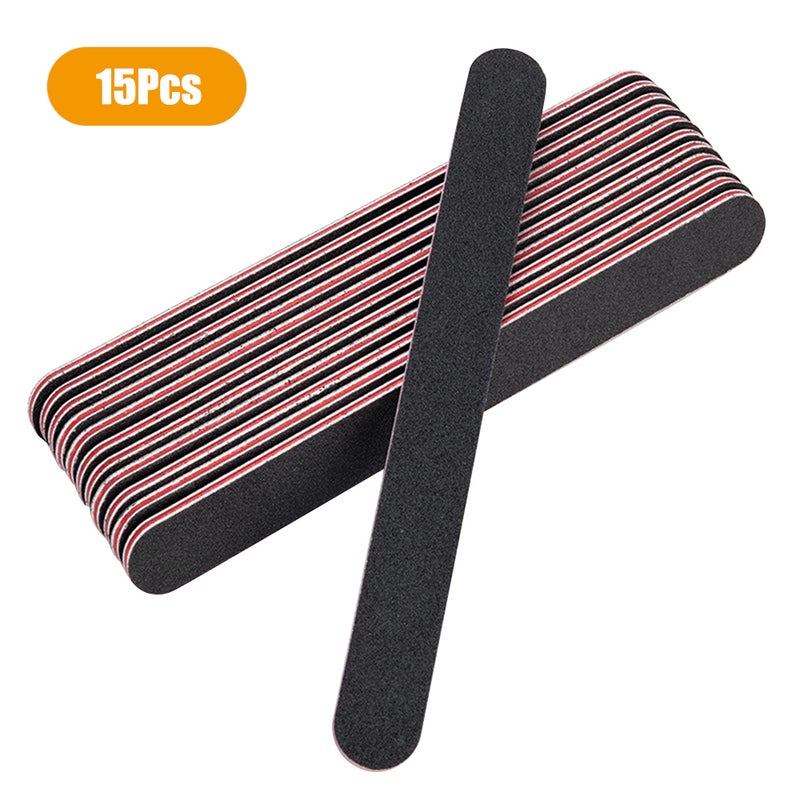 15Pcs Professional Nail Files Double Sided Emery Boards 100/180 Grit Nail Files & Buffers Natural Artificial Nails Buffer Block Manicure Kit - Image 1