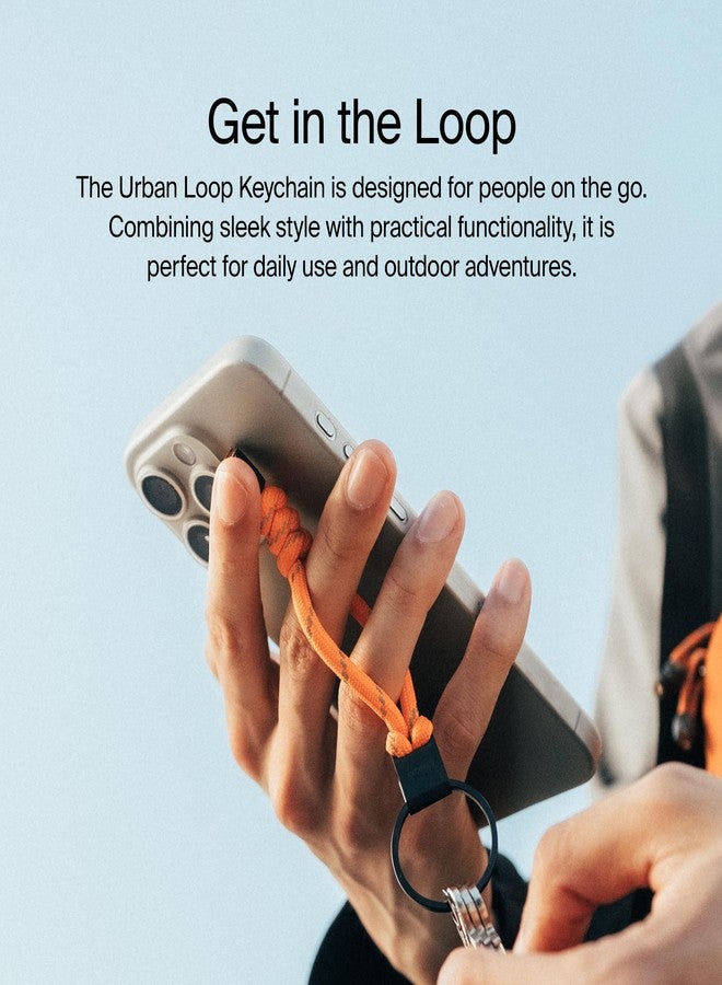 Orbitkey Urban Loop Keychain - Tangerine - Bright Paracord Wrist Lanyard with Stainless Steel Quick-Release Lock for Car Keys, Fobs & Everyday Carry - Image 2