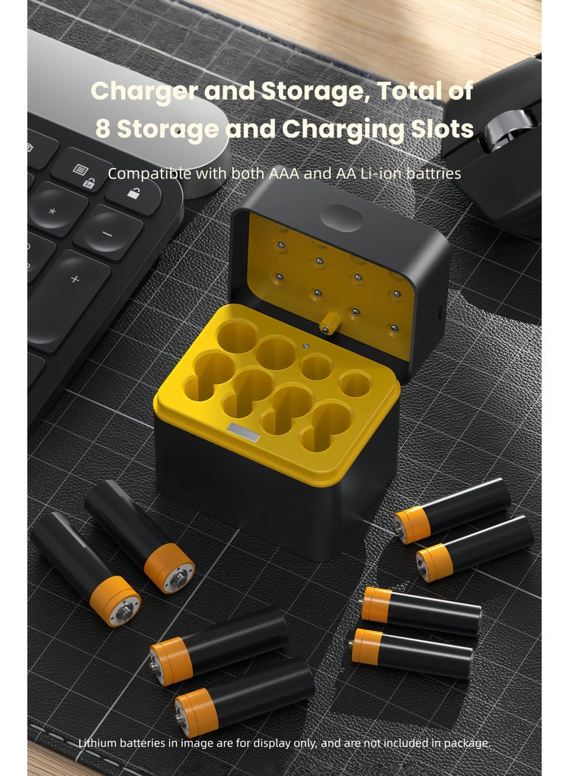 Rechargeable Lithium Li-ion AAA AA Battery Charger Charging Case Battery Box Storage, Fast Charging 8 Slots Lithium Rechargeable AAA AA Battery Charging Case Box, Batteries Charger Storage Station - Image 3