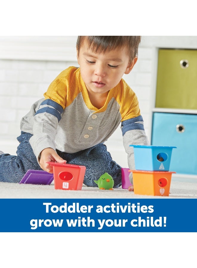 ليرننج ريسورسز موارد التعلم Peek-a-Bird Learning Buddies، لعبة تعليمية للأطفال الصغار تحتوي على 5 دمى أصابع للطيور وبيوت طيور مرقمة، تُعلّم الألوان والعد والعواطف والمهارات الحركية الدقيقة، للأعمار من 18 شهرًا فما فوق - Image 3