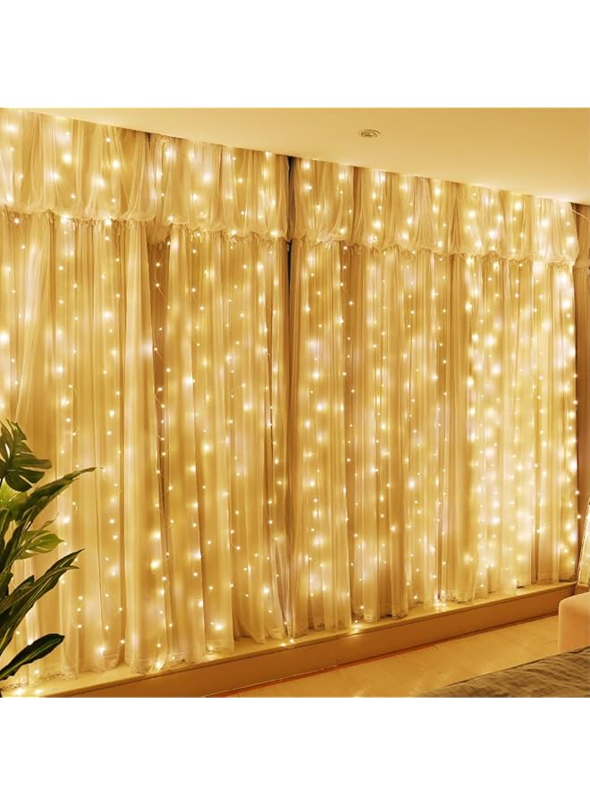 erorex 300Led Fairy Curtain Lights Usb Plug In 8 Modes Fairy String Hanging Lights With Remote Controller For Bedroom Indoor Outdoor Weddings Party Decorations（9.8X9.8Ft Warm White） - Image 1