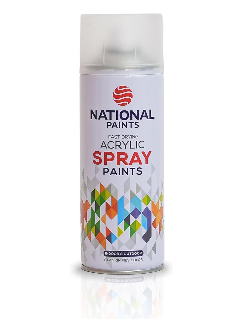 NATIONAL PAINTS National Paint Matt Clear 901 Acrylic Spray Paint 400ml – Transparent Matte Finish Protective Coating - Image 1