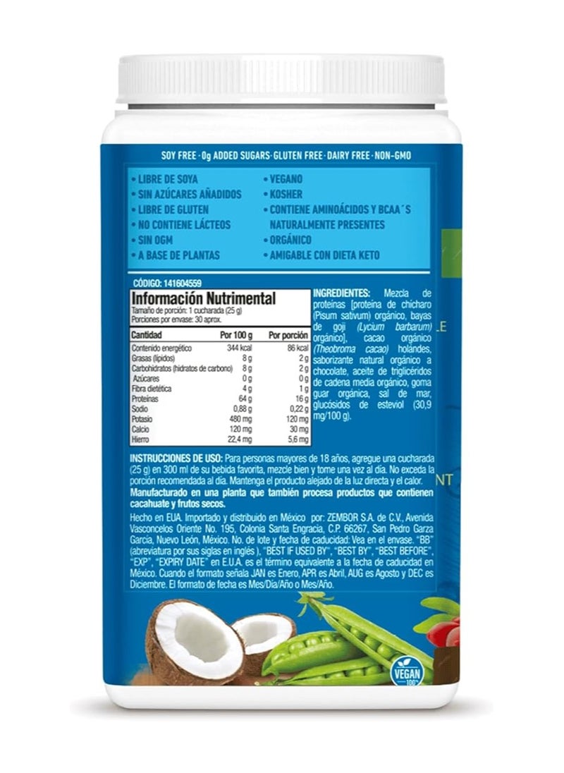 Sunwarrior Sunwarrior Warrior Blend Organic Plant-Based Protein Powder Chocolate – Vegan, Keto-Friendly, 750g  - Image 4
