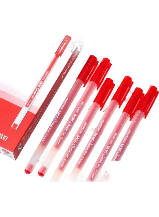 Aihao Large Capacity Gel Pen, 0.5Mm Full Needle Tube, Red Gel Ink, Integrated Pen Body, Signature Pen, Office Supplies, 12 Pens/Box - Image 2
