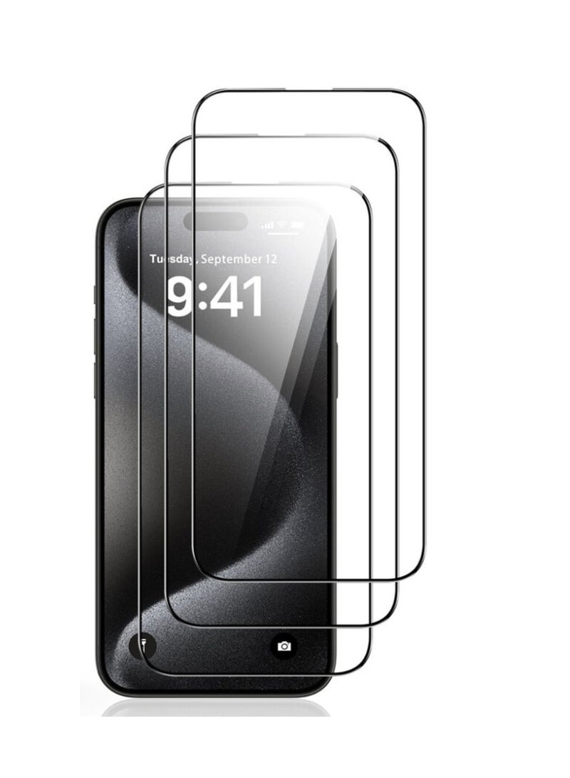 Digi Core آئی فون 15 پرو اسکرین پروٹیکٹر 3 پیک 6.1 انچ 2.5D خمیدہ کناروں کے ساتھ آئی فون 15 پرو کیمرہ لینس پروٹیکٹر اور اینٹی سکریچ آئی فون بیک پی وی سی کلیئر شیٹ سیٹ (بلیو ٹائٹینیم، آئی فون 15 پرو) - Image 3