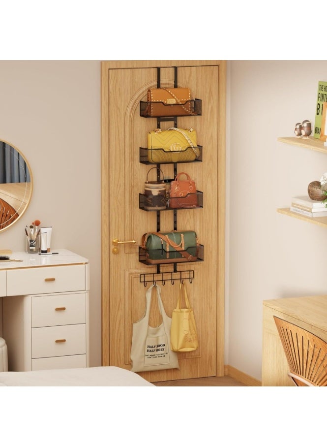 Forthcan Over The Door Purse Organizer, Adjustable 5-Hook Metal Handbag Storage Rack, Closet & Door Hanging Purse Holder - Image 3