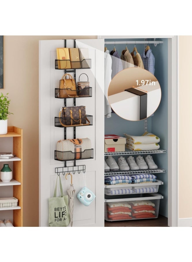 Forthcan Over The Door Purse Organizer, Adjustable 5-Hook Metal Handbag Storage Rack, Closet & Door Hanging Purse Holder - Image 1