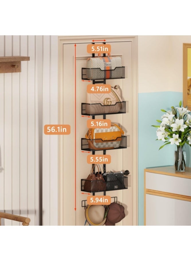 Forthcan Over The Door Purse Organizer, Adjustable 5-Hook Metal Handbag Storage Rack, Closet & Door Hanging Purse Holder - Image 5