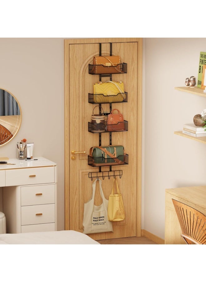 Forthcan Over The Door Purse Organizer, Adjustable 5-Hook Metal Handbag Storage Rack, Closet & Door Hanging Purse Holder - Image 4