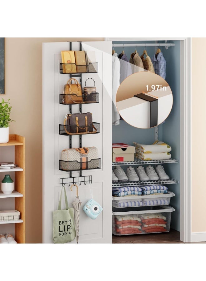 Forthcan Over The Door Purse Organizer, Adjustable 5-Hook Metal Handbag Storage Rack, Closet & Door Hanging Purse Holder - Image 3
