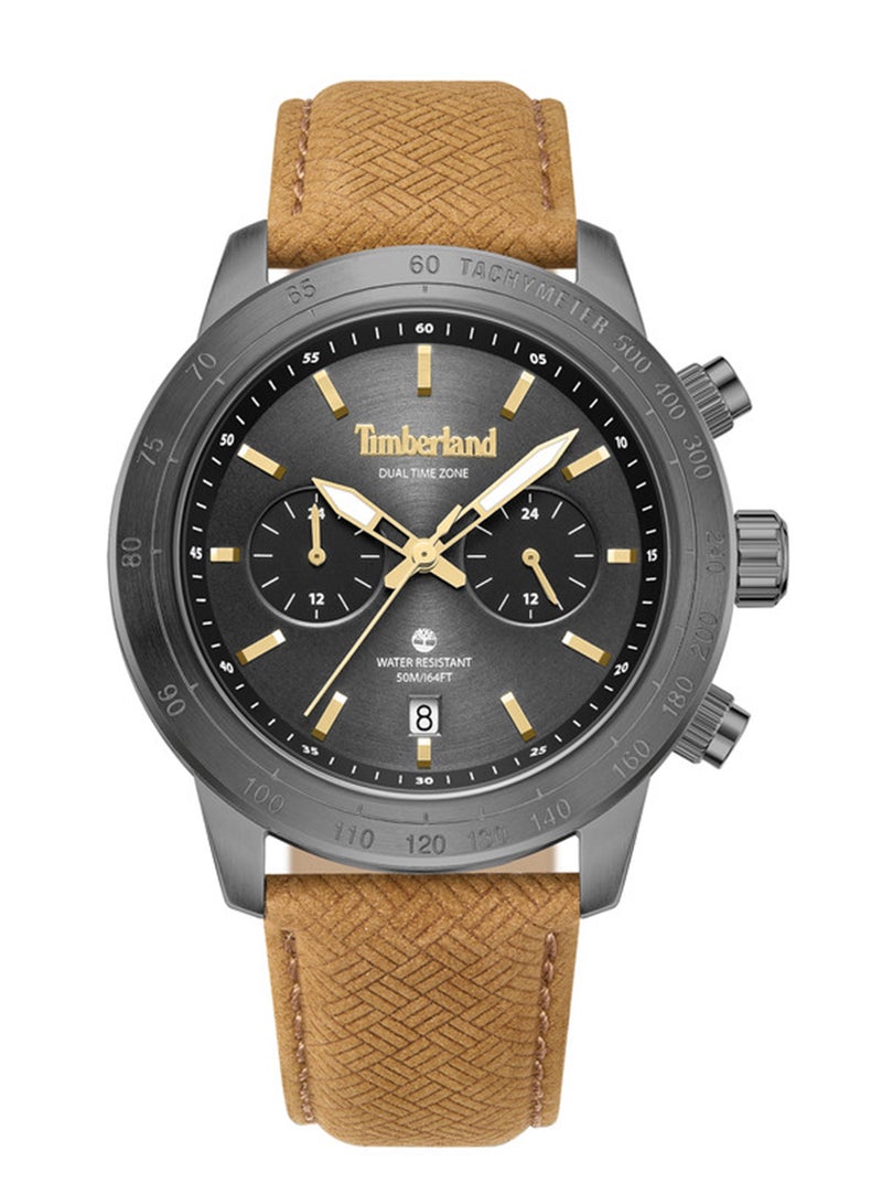 Timberland Men Raynham Gunmetal Dial Leather Strap Multifunction Watch for Men, 44mm - Image 1