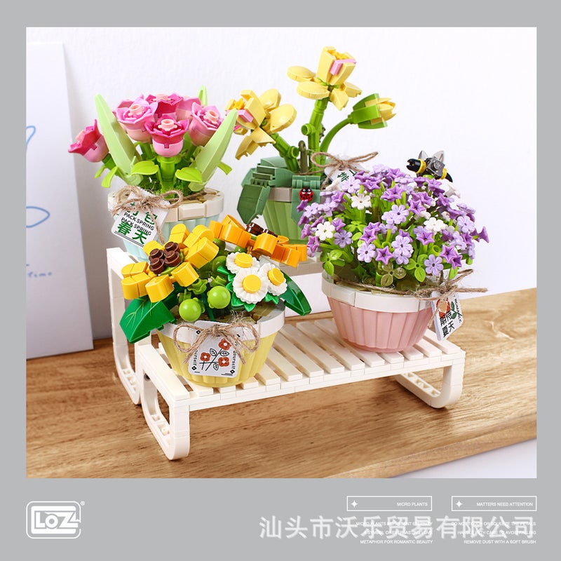 Loz Potted Building Blocks New Bouquet Building Blocks 1673 Spring Letter 1674 Girls Home Furnishings Gifts - Image 5