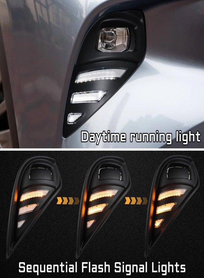 PGTOPONE Switchback White/Amber LED Front Bumper Fog Daytime Running Lamp w/Dynamic Flash LED Turn Signal light Feature Compatible with Toyota Highlander 4TH 2021 2022 2023 SE LE - Image 3