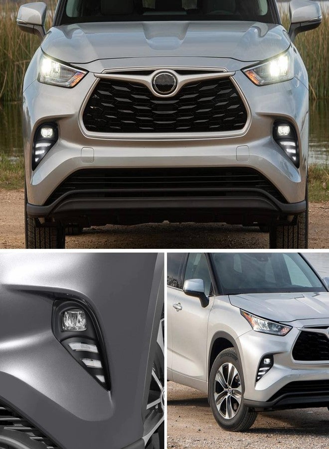 PGTOPONE Switchback White/Amber LED Front Bumper Fog Daytime Running Lamp w/Dynamic Flash LED Turn Signal light Feature Compatible with Toyota Highlander 4TH 2021 2022 2023 SE LE - Image 5