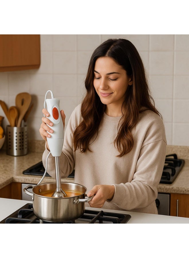 Generic 300W Electric Hand Blender with Detachable Stainless Steel Shaft and Blade, Multi-Purpose Immersion Blender for Soups, Smoothies, Milkshakes, Sauces and Baby Food, One-Touch Operation with Pulse Function, Easy to Clean, 220-240V, 1 Piece - Image 4