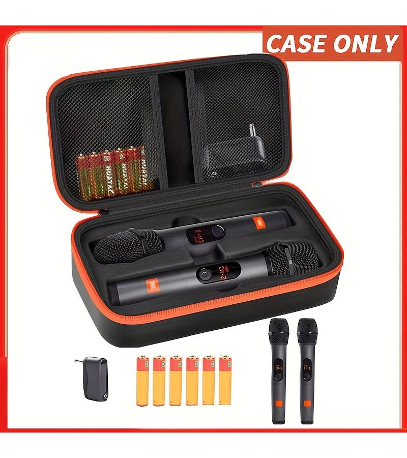 Empty Bag Only Wireless Microphone Case Portable Handheld Dual Microphone Storage Box for Singing Karaoke Travel Black - Image 4