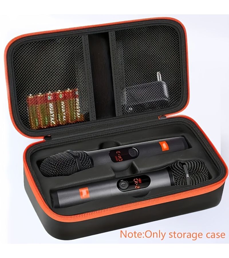 Empty Bag Only Wireless Microphone Case Portable Handheld Dual Microphone Storage Box for Singing Karaoke Travel Black - Image 5