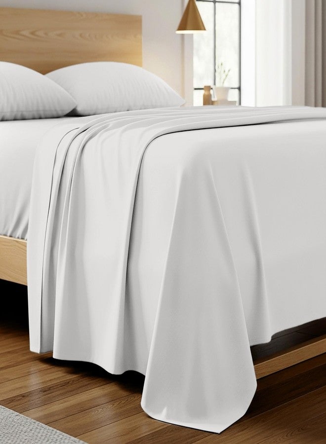 Mellanni California King Size Flat Sheet - Iconic Collection Bedding - Hotel Luxury, Extra Soft, Cooling - Wrinkle, Fade, Stain Resistant - 1 Flat Sheet Only (Cal King, White) - Image 1