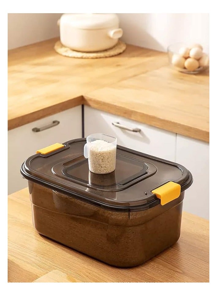 Premify مجموعة من 3 عبوات تخزين الأرز (5 كجم، 7.5 كجم و12.5 كجم) - عبوة تخزين طعام شفافة بيضاء مع غطاء، علبة تخزين حبوب كبيرة من البلاستيك خالية من مادة BPA، عبوة دقيق متعددة الوظائف للمطبخ - Image 4