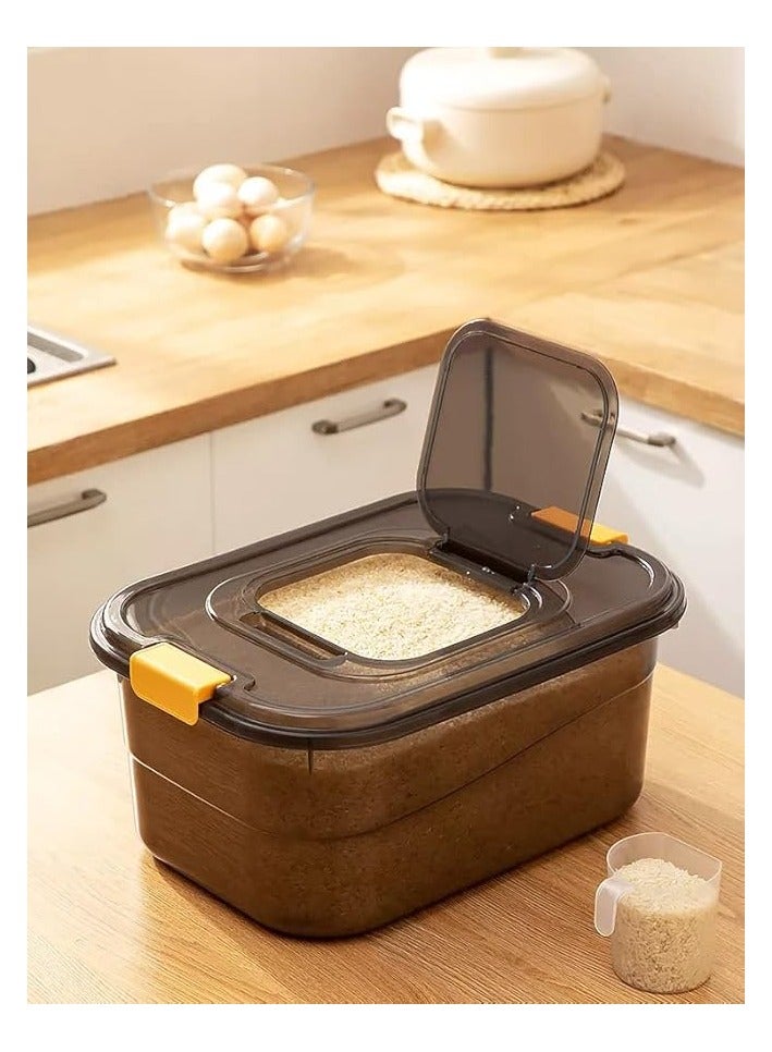 Premify مجموعة من 3 عبوات تخزين الأرز (5 كجم، 7.5 كجم و12.5 كجم) - عبوة تخزين طعام شفافة بيضاء مع غطاء، علبة تخزين حبوب كبيرة من البلاستيك خالية من مادة BPA، عبوة دقيق متعددة الوظائف للمطبخ - Image 5