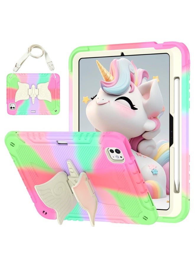 general Case for iPad Pro 11 2024 for Kids Girls with Shoulder Strap/Pencil Holder/Kickstand Cute Rugged Protective Cover for iPad Pro 11 2024 - Image 1