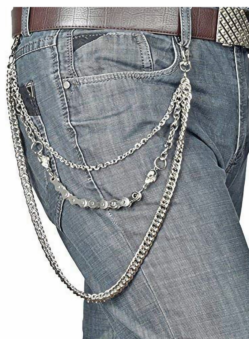 Pants Chain Wallet for Men Women, Long Cool EMO Punk Trousers Pocket Belt Key Chains Hip Hop Rock Jean