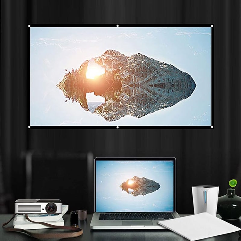 LUCKDANO Portable Projector Screen White Polyester Non Crease Outdoor Movie Camping Lightweight - Image 4