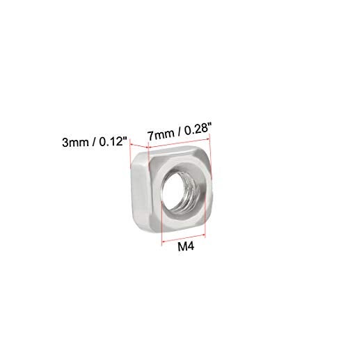 uxcell M4 Square Nuts, 304 Stainless Steel Metric Coarse Thread Assortment Kit, 50 Pcs - Image 2
