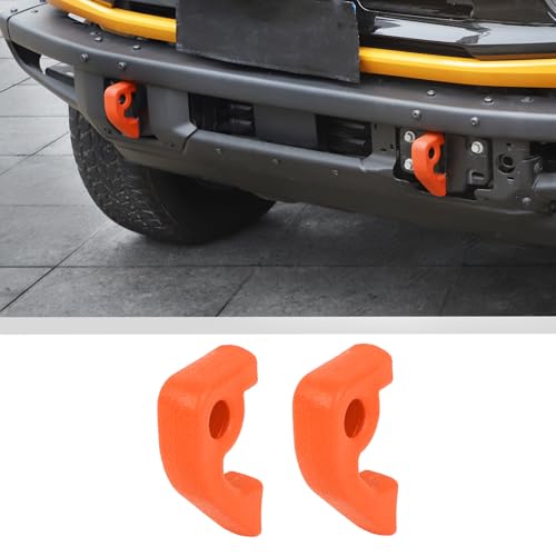 JWWY Front Bumper Tow Hook Covers Tow Trailer Hitch Receiver Cover Towing Hitch Rubber Sleeve Protector Cover Trim Fit for 2021-2025+ Ford Bronco Exterior Accessories Orange 2PCS (Fixed) - Image 1
