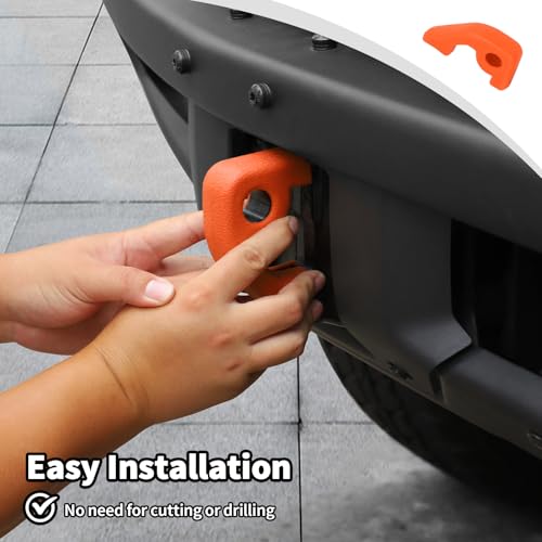 JWWY Front Bumper Tow Hook Covers Tow Trailer Hitch Receiver Cover Towing Hitch Rubber Sleeve Protector Cover Trim Fit for 2021-2025+ Ford Bronco Exterior Accessories Orange 2PCS (Fixed) - Image 4