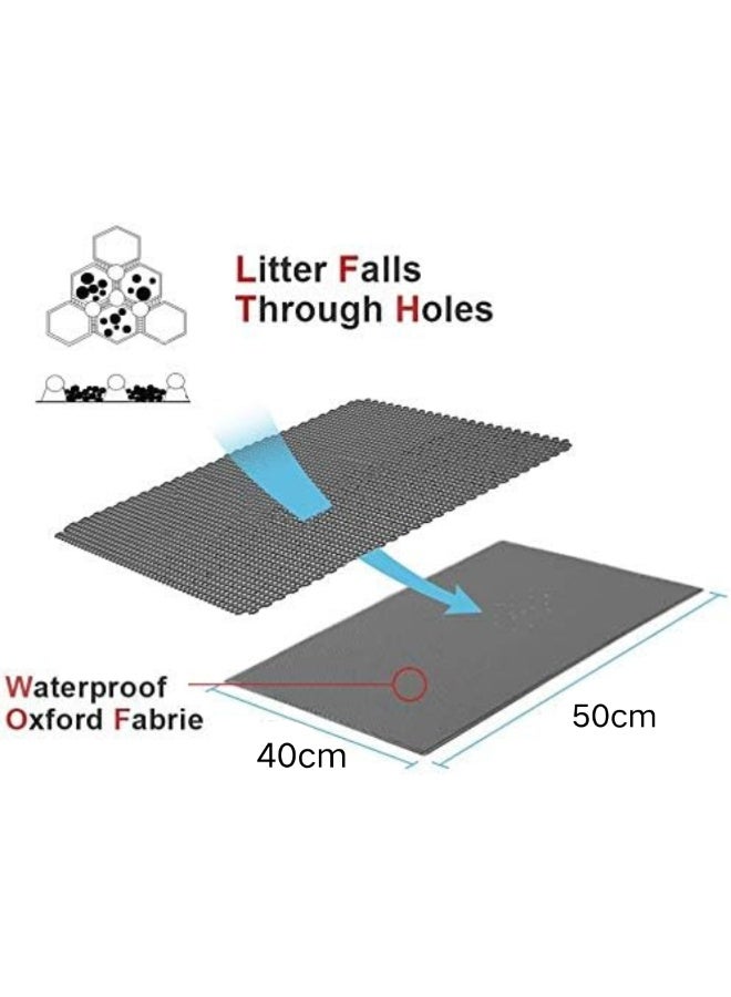 Via Saffi Cat Litter Mat 50x40cm, Kitty Litter Trapping Mat, Honeycomb Double Layer Mats, No Phthalate, Urine Waterproof, Easy Clean, Scatter Control, Catcher Litter Tray Box Rug Carpet - Image 2