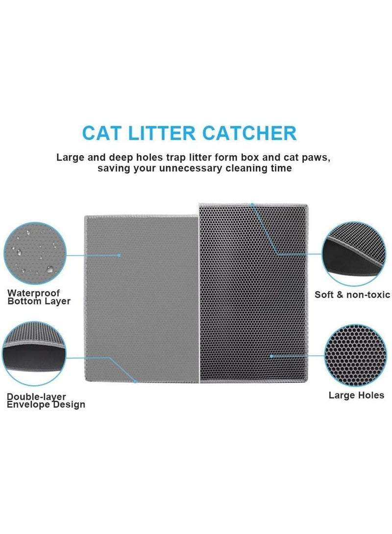 Via Saffi Cat Litter Mat 50x40cm, Kitty Litter Trapping Mat, Honeycomb Double Layer Mats, No Phthalate, Urine Waterproof, Easy Clean, Scatter Control, Catcher Litter Tray Box Rug Carpet - Image 3