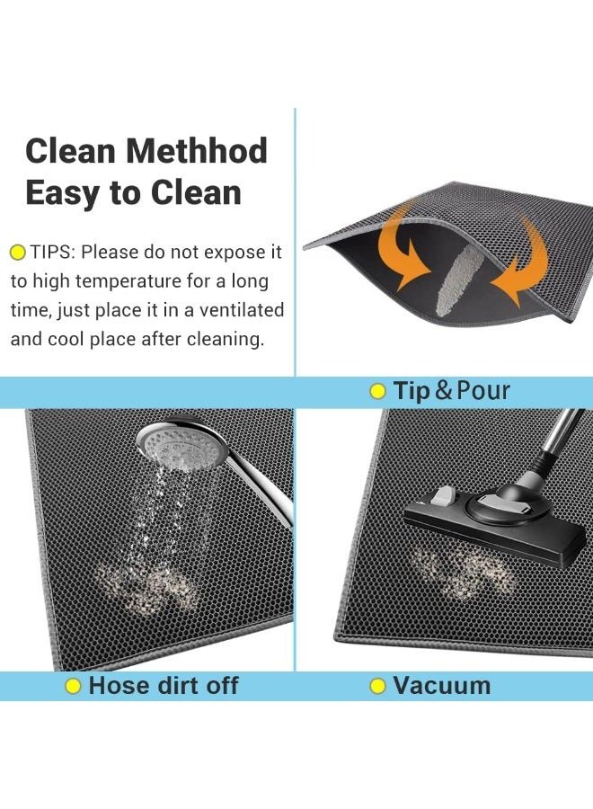 Via Saffi Cat Litter Mat 50x40cm, Kitty Litter Trapping Mat, Honeycomb Double Layer Mats, No Phthalate, Urine Waterproof, Easy Clean, Scatter Control, Catcher Litter Tray Box Rug Carpet - Image 5