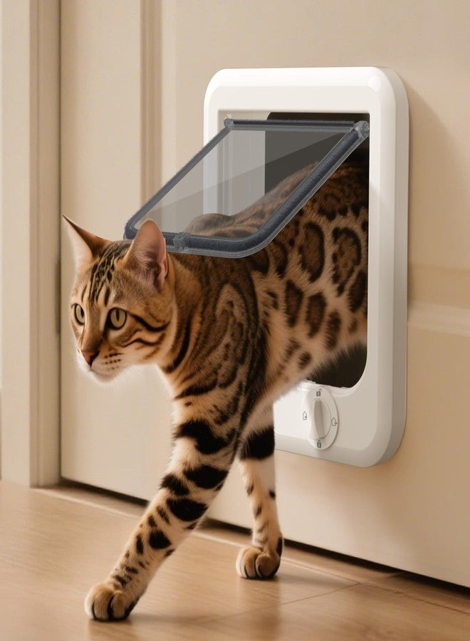 LIBBEPET Cat Door Interior Door, Push & Turn 4-Way Lock Indoor Cat Doors, Reinforced ABS Frame Pet Doors for Cats Up to 18 lbs, Easy DIY Installation for Interior and Exterior Doors, Lagre - Image 1