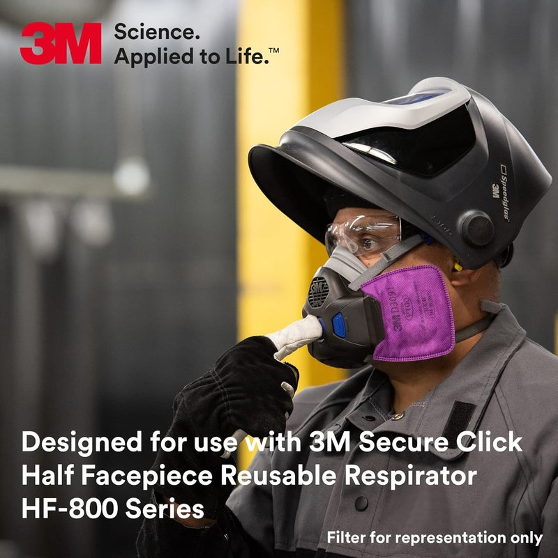 3M P100 Respirator Filter, Secure Click D3097 Nuisance Level Organic Vapor and Certain Oil and Non-oil Based Particulates Filter, NIOSH Approved, Dual-Flow for Easier Breathing, 1 Pair - Image 3