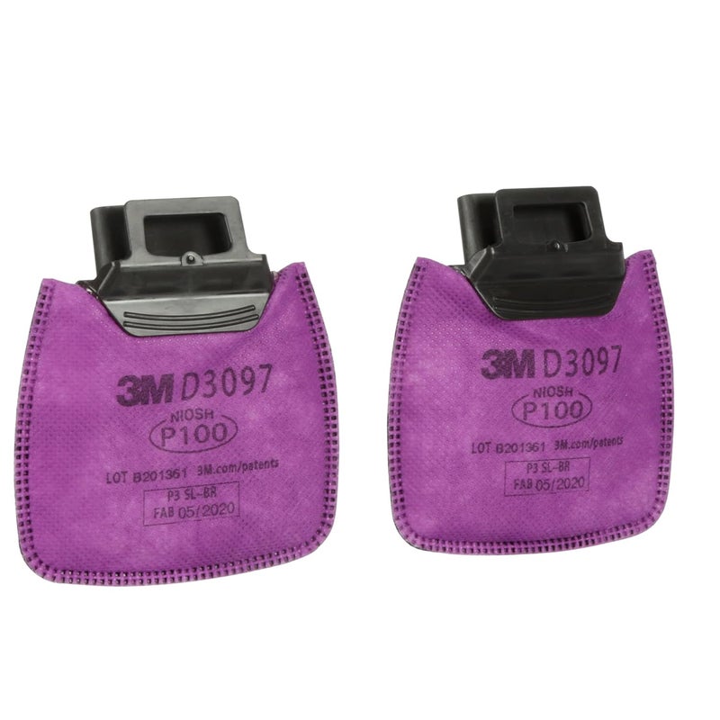 3M P100 Respirator Filter, Secure Click D3097 Nuisance Level Organic Vapor and Certain Oil and Non-oil Based Particulates Filter, NIOSH Approved, Dual-Flow for Easier Breathing, 1 Pair - Image 1