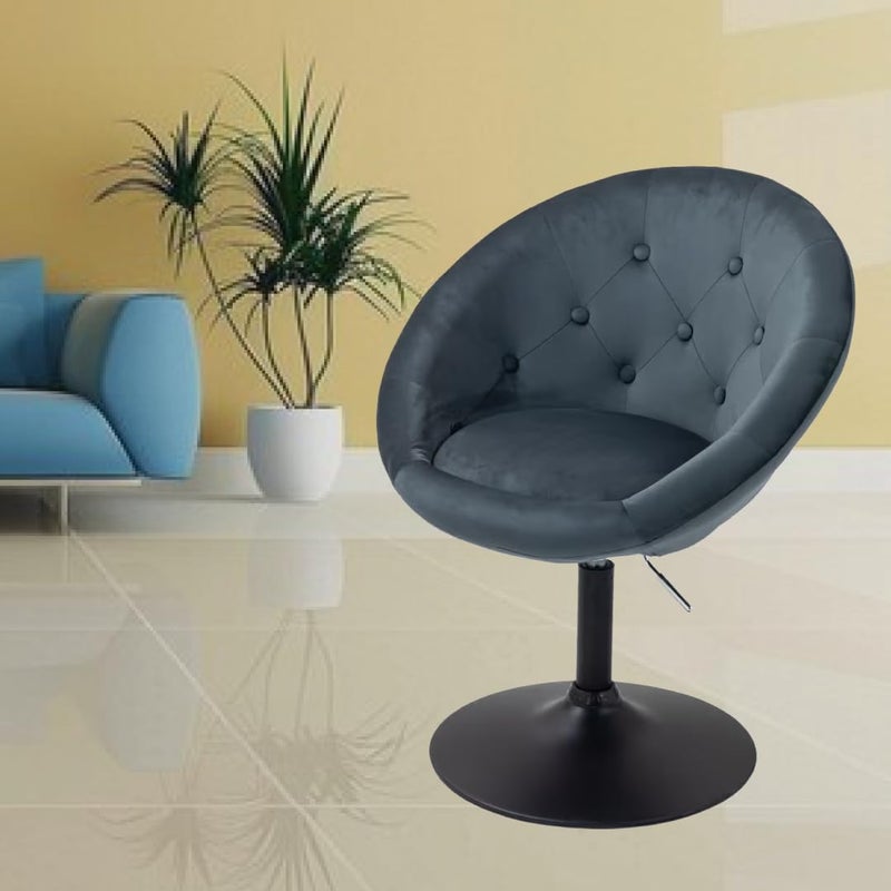 BAWARI BAWARI Vanity Accent Lounge Chair Tufted Round Back Adjustable Swivel Cocktail Chair Synthetic Standard Grey  - Image 1