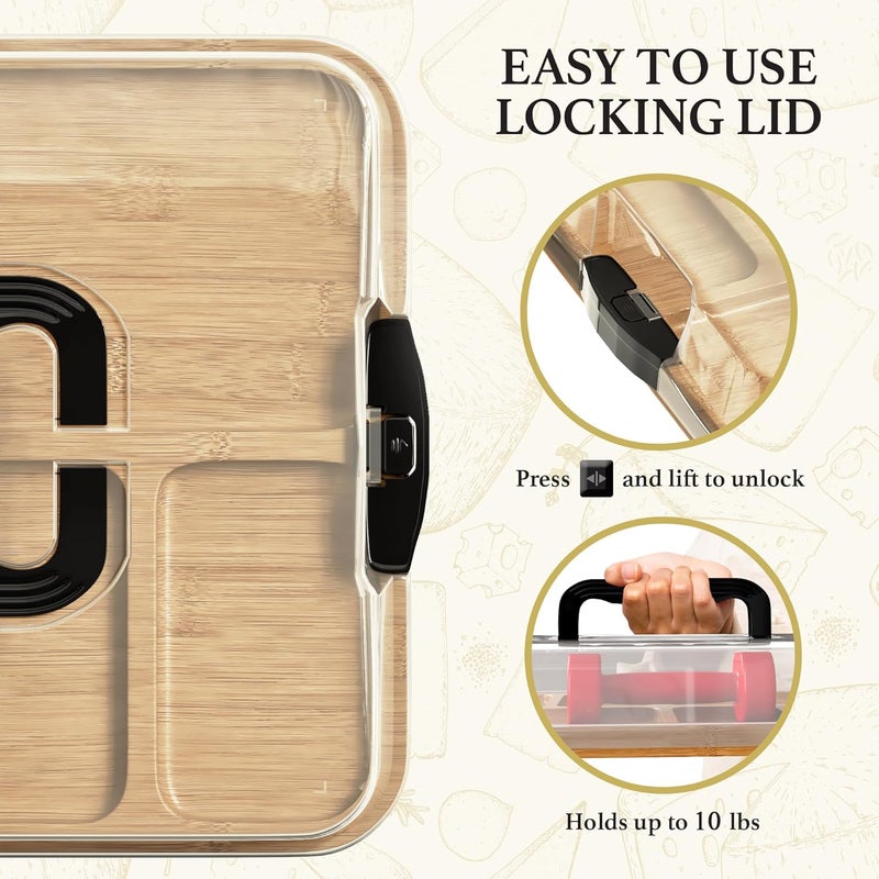 Trayful Charcuterie Board with Lid - Reversible, 2-in-1 Travel Portable Cheese Board for Picnics & Entertaining - Housewarming Gift Set Idea - Covered Snack Serving Tray - Large Food Platter - Image 4