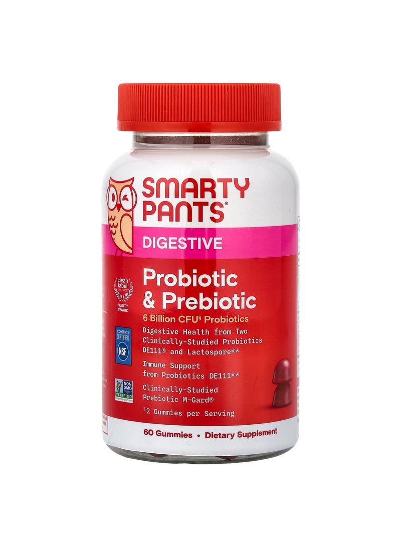 Digestive, Probiotic & Prebiotic Gummies, Grape, 60 Gummies