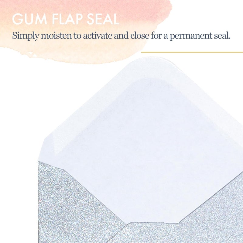 MATICAN Gift Card Envelopes - 100-Count Mini Envelopes, Paper Business Card Envelopes, Bulk Tiny Envelope Pockets for Small Note Cards, Gold and Silver, 50 Each, 4 x 2.7 Inches - Image 5