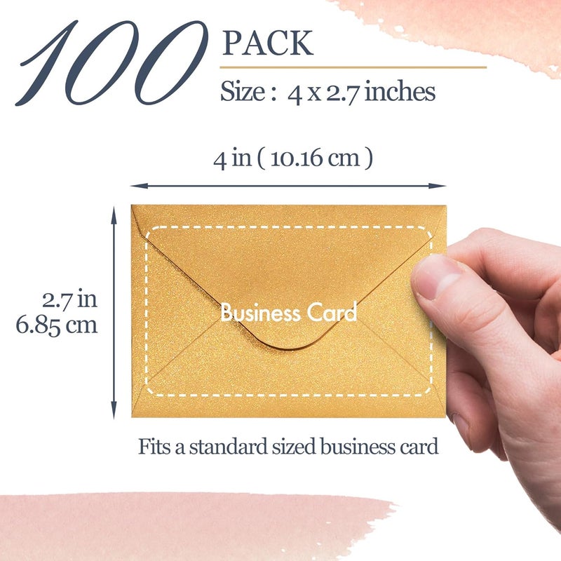 MATICAN Gift Card Envelopes - 100-Count Mini Envelopes, Paper Business Card Envelopes, Bulk Tiny Envelope Pockets for Small Note Cards, Gold and Silver, 50 Each, 4 x 2.7 Inches - Image 4