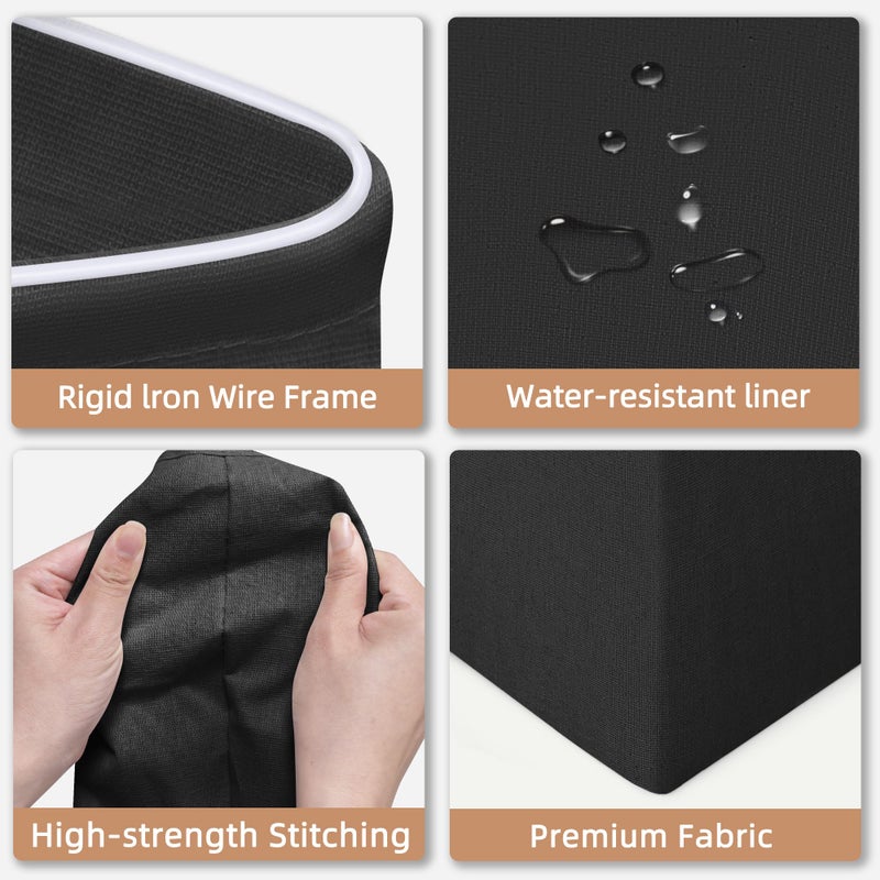 STORAGE MANIAC 3-Pack Large Laundry Hamper, 100L (26.4 Gal) Collapsible Laundry Basket with Bamboo Handles, Freestanding Waterproof Clothes Hamper for Laundry Room, Bedroom, Dorm, Towels, Toys, Black - Image 5