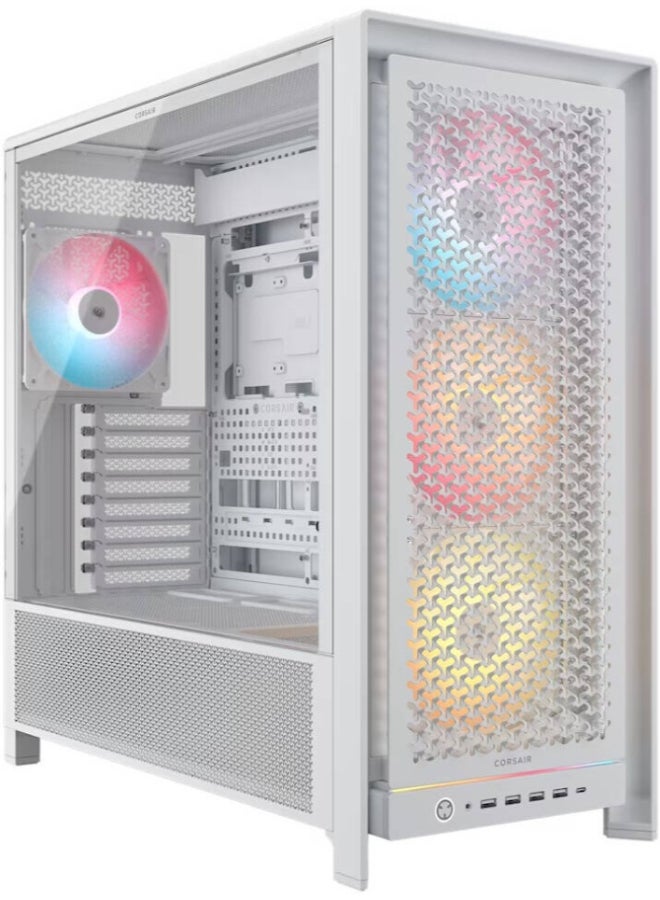 Corsair Frame 5000D RS ARGB High-Airflow Mid-Tower Case – Supports E-ATX, Includes 4 × RS140 ARGB Fans, Vertical GPU Mount, InfiniRail Fan System, 2 × 3.5” & 6 × 2.5” Drive Bays, USB-C Front Panel, Advanced Cable Management, White | CC-9011310-WW