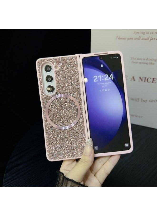 HuHa Case Cover For Samsung Galaxy Z Fold3 Glitter MagSafe PC Phone Case Pink 