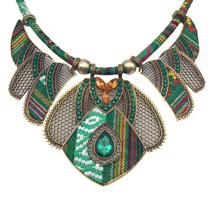 CCBFY Ethnic Style Chunky Colorful Collar Festival Tribal Beaded Boho Choker Costume Necklace For Women Gift (Green 2#) - Image 1