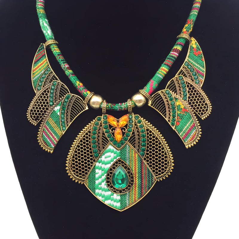 CCBFY Ethnic Style Chunky Colorful Collar Festival Tribal Beaded Boho Choker Costume Necklace For Women Gift (Green 2#) - Image 2